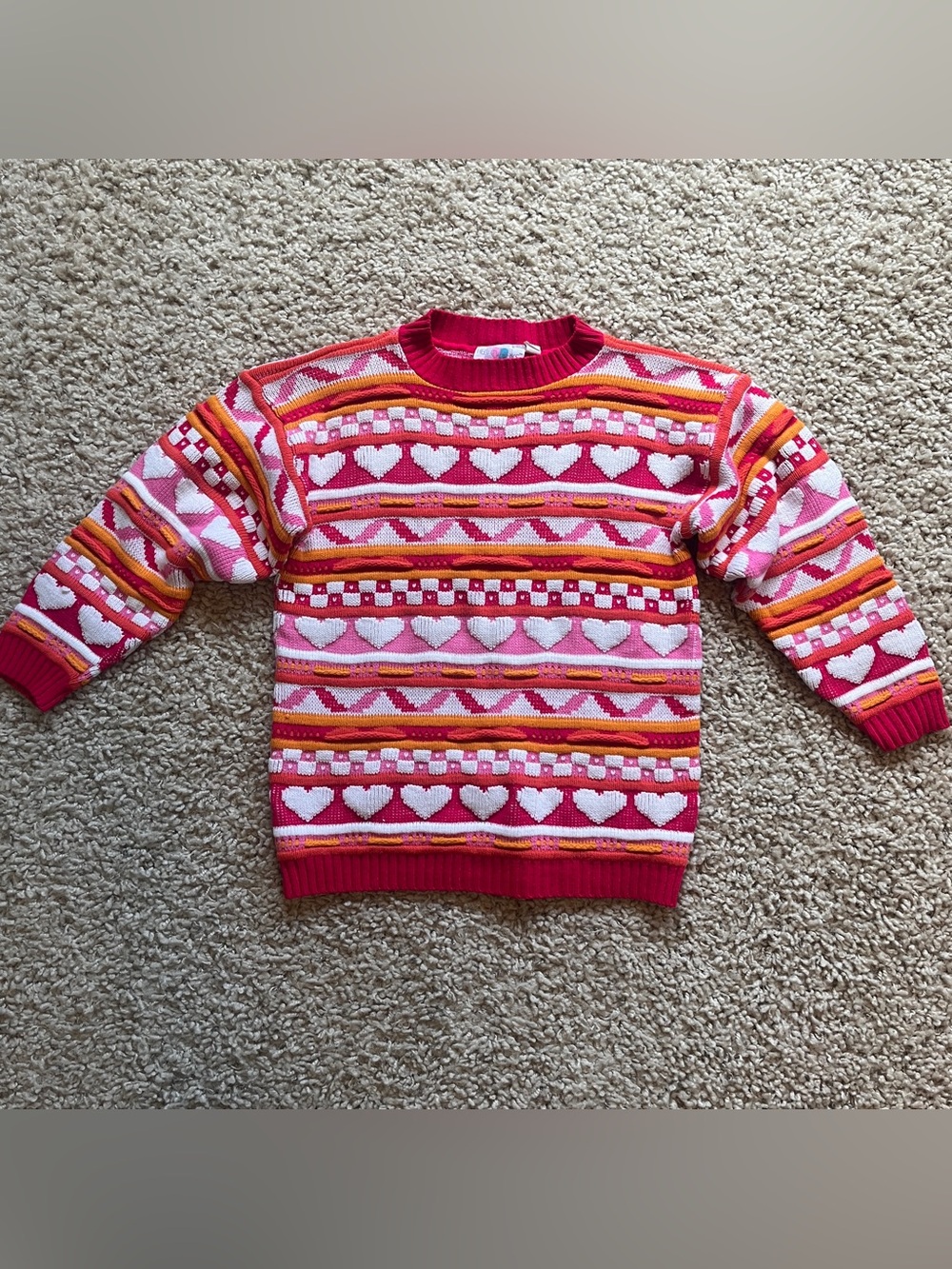 Vintage HEARTWORKS Girl’s Pink & Red Heart Sweater